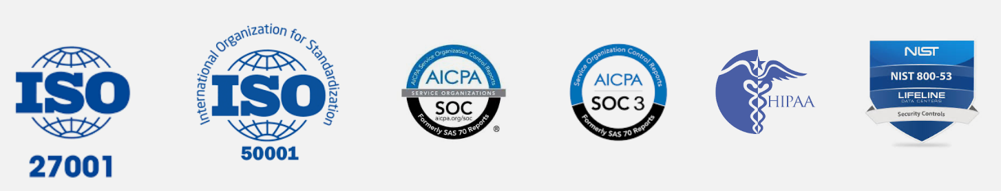 LON-01 Data Center Certification Logos