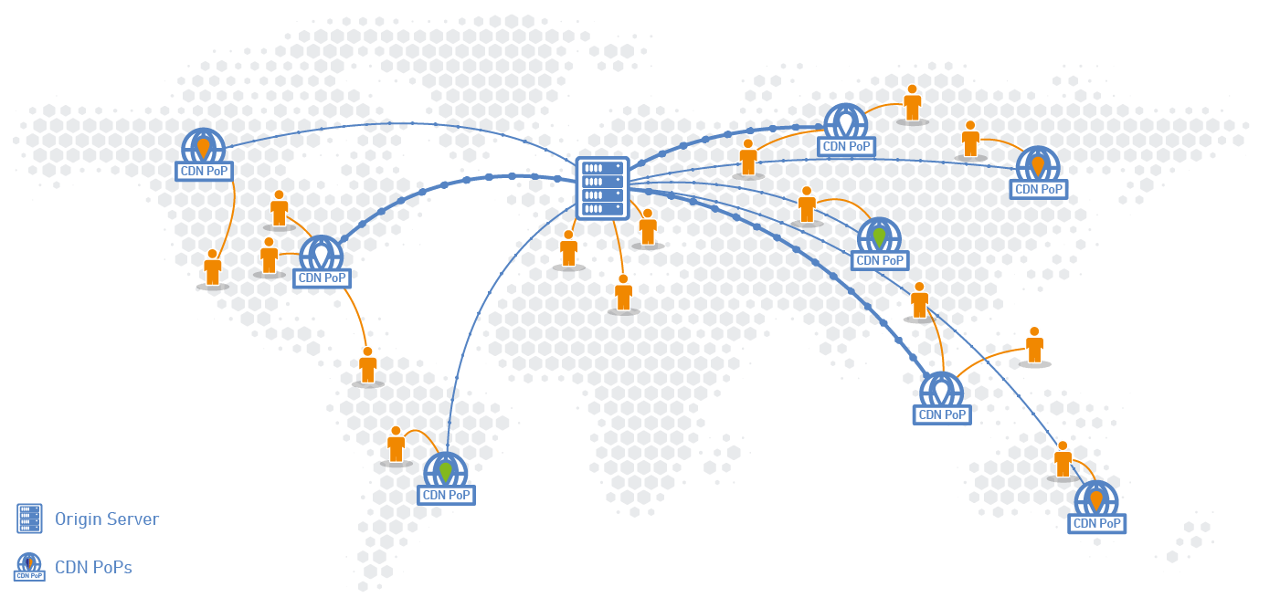 A map showing multiple connecting points within Leaseweb CDN network