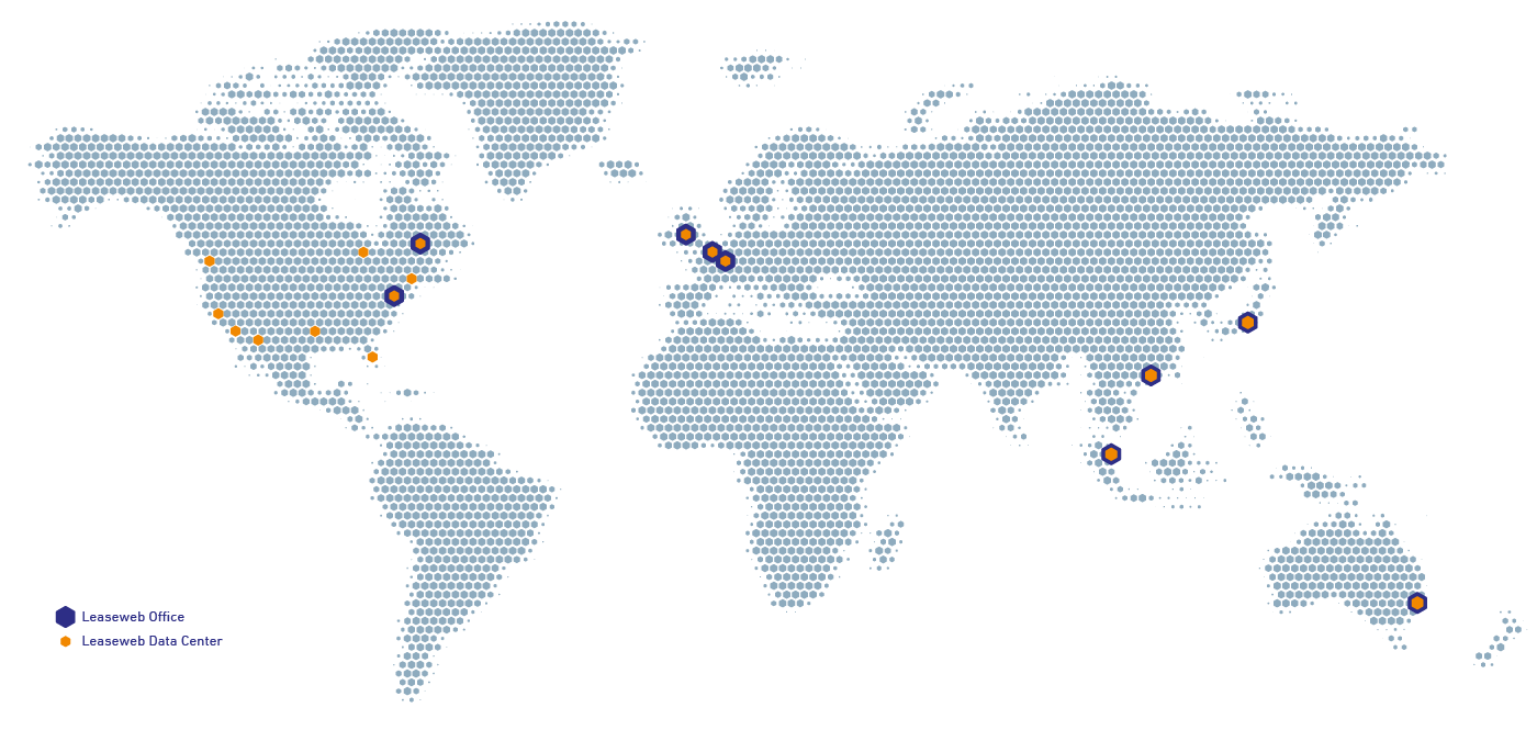 Leaseweb Global map of Offices and Data Centers