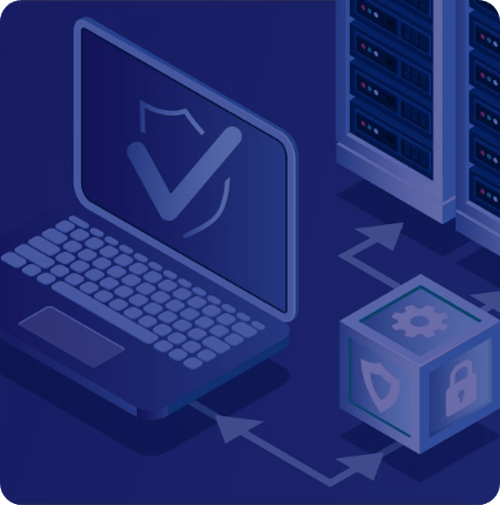 illustration of a laptop connected to a server 